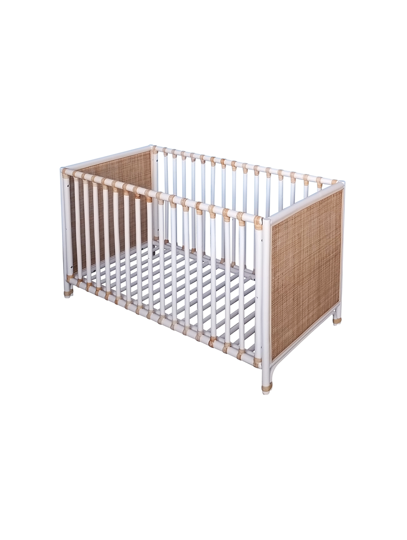 Nemo Evolutive Bed in rattan 60 x 120 white / beige - Théo Bébé