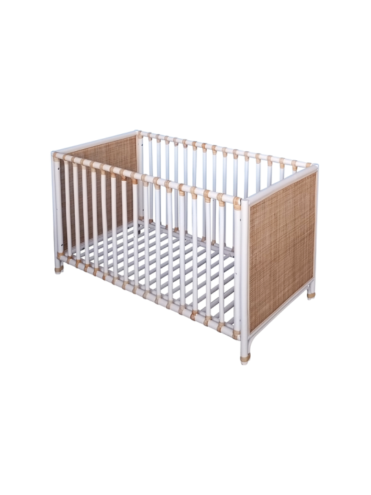 Nemo Evolutive Bed in rattan 60 x 120 white / beige - Théo Bébé