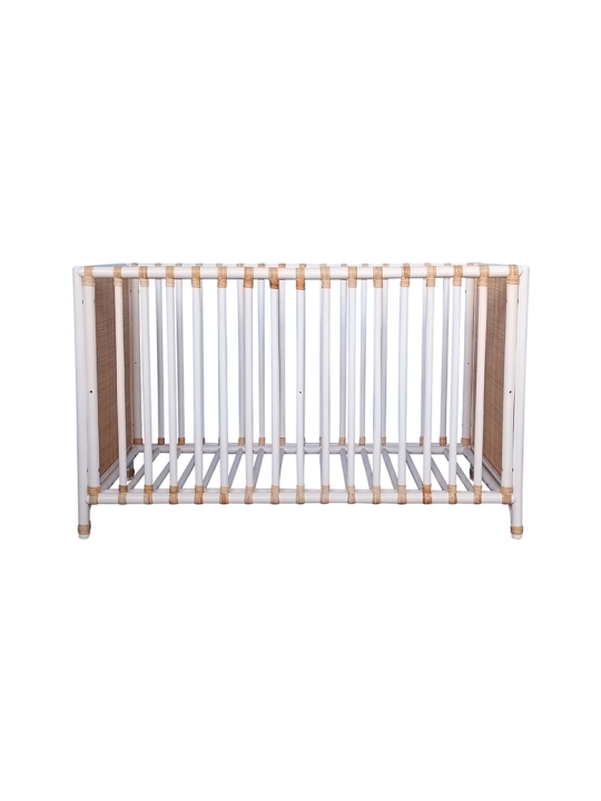 Nemo Evolutive Bed in rattan 60 x 120 white / beige - Théo Bébé