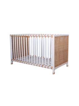 Nemo Evolutive Bed in rattan 60 x 120 white / beige - Théo Bébé