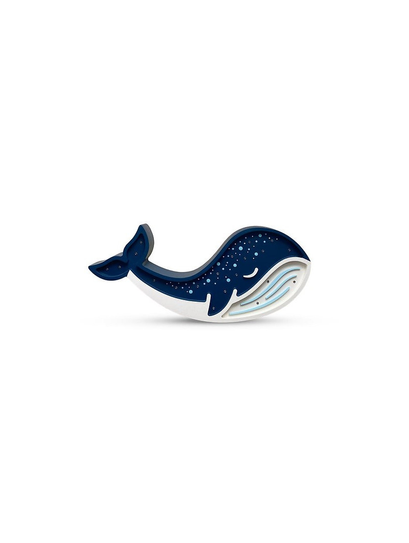 Lampada per la Cameretta dei Bambini in Legno FSC a forma di balena blu - Luce a LED colore bianco caldo