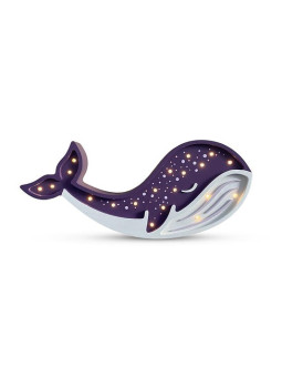 Lampada per la Cameretta dei Bambini in Legno FSC a forma di balena viola - Luce a LED colore bianco caldo