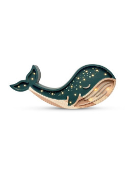 Lamp for Children's Room in FSC Wood in the shape of a green whale