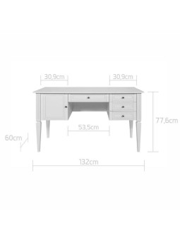 Scrivania per la cameretta dei bambini in legno bianco con ampi cassetti e armadietto collezione Ines by BellAmy