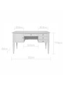 Desk for children's bedroom in white wood with large drawers and cabinet Ines collection by BellAmy