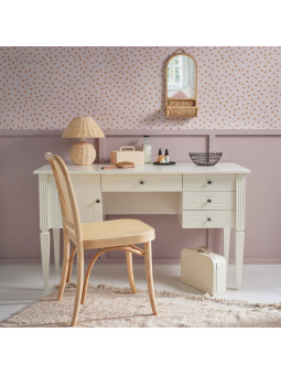 Scrivania per la cameretta dei bambini in legno bianco con ampi cassetti e armadietto collezione Ines by BellAmy