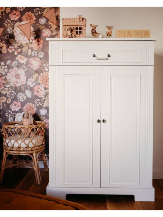 Classic style cabinet for children's bedroom in white wood with large drawers Ines collection by BellAmy