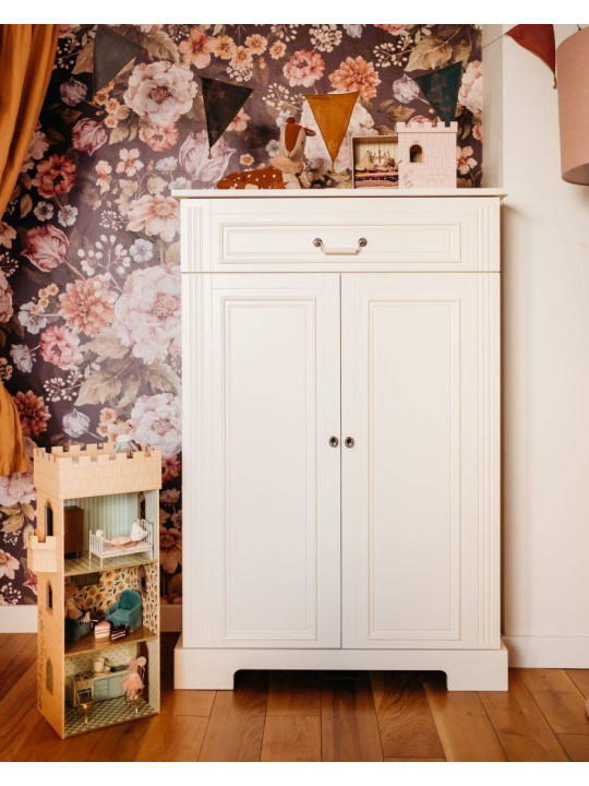 Classic style cabinet for children's bedroom in white wood with large drawers Ines collection by BellAmy