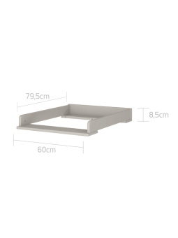 Top fasciatoio in legno grigio neutro dallo stile classico per cassettiere collezione Ines by BellAmy