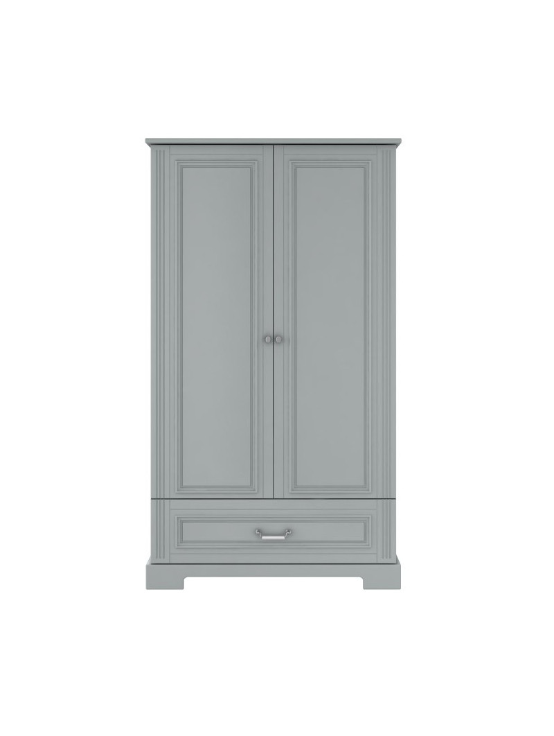 Wooden children's 2-door wardrobe in neutral grey wood Ines collection by BellAmy