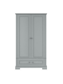 Wooden children's 2-door wardrobe in neutral grey wood Ines collection by BellAmy
