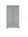 Wooden children's 2-door wardrobe in neutral grey wood Ines collection by BellAmy
