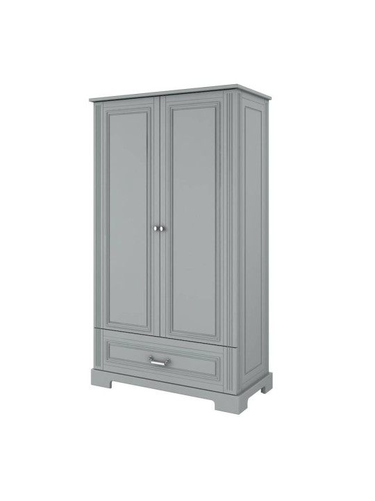 Wooden children's 2-door wardrobe in neutral grey wood Ines collection by BellAmy