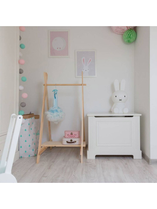 Toy container for children's bedrooms in neutral white wood with a classic style from the Ines collection by BellAmy