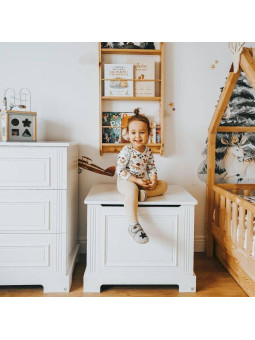 Toy container for children's bedrooms in neutral white wood with a classic style from the Ines collection by BellAmy