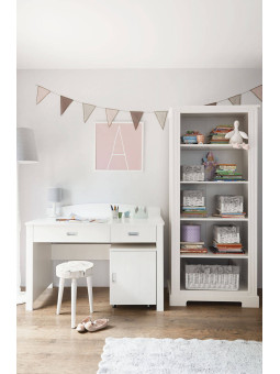 Wooden children's bookcase in white wood Ines collection by BellAmy