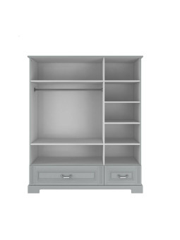 Armadio a 3 ante per la cameretta dei bambini in legno grigio neutro dallo stile classico collezione Ines by BellAmy