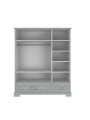 Wooden children's 3 doors wardrobe in grey wood Ines collection by BellAmy