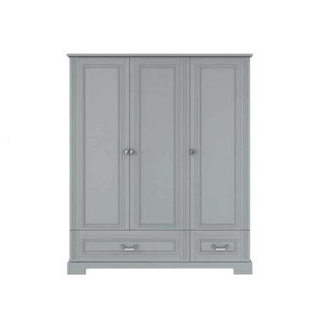 Armadio a 3 ante per la cameretta dei bambini in legno grigio neutro dallo stile classico collezione Ines by BellAmy