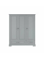 Armadio a 3 ante per la cameretta dei bambini in legno grigio neutro dallo stile classico collezione Ines by BellAmy