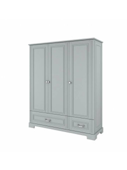 Armadio a 3 ante per la cameretta dei bambini in legno grigio neutro dallo stile classico collezione Ines by BellAmy