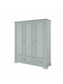 Armadio a 3 ante per la cameretta dei bambini in legno grigio neutro dallo stile classico collezione Ines by BellAmy