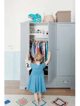 Wooden children's 3 doors wardrobe in grey wood Ines collection by BellAmy