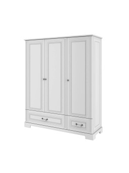 Wooden children's 3 doors wardrobe in white wood Ines collection by BellAmy