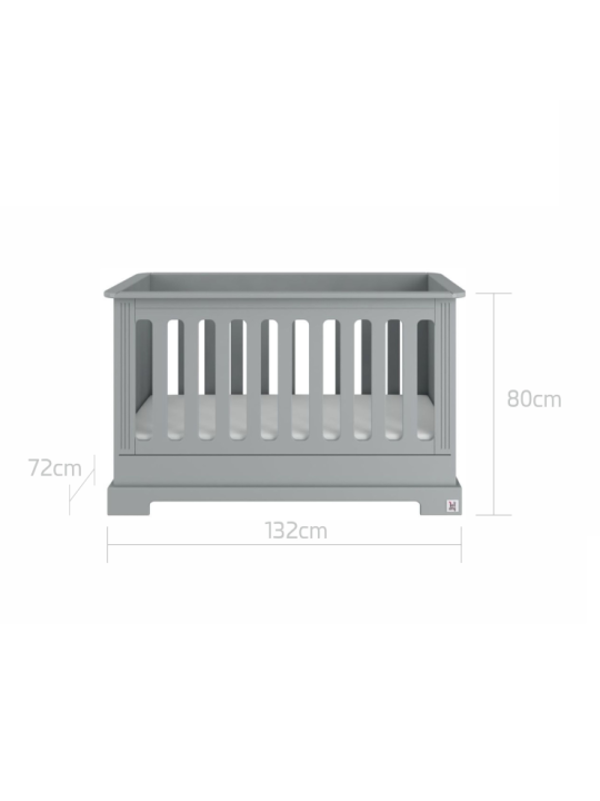Culla neonati 60x120 per la cameretta dei bambini in legno grigio neutro dallo stile classico collezione Ines by BellAmy