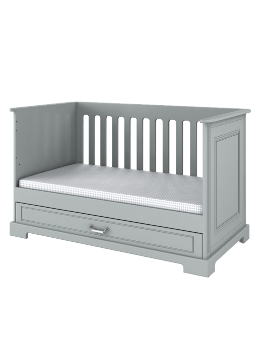 Culla in lettino e divanetto 70x140 per la cameretta dei bambini in legno grigio neutro dallo stile classico Ines BellAmy