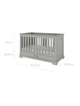 Culla in lettino e divanetto 70x140 per la cameretta dei bambini in legno grigio neutro dallo stile classico Ines BellAmy