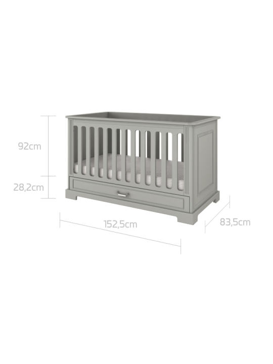 Wooden children's cot bed / toddler bed 70x140 in grey wood Ines collection by BellAmy