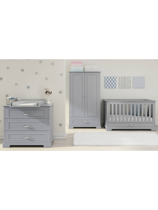 Wooden children's cot bed / toddler bed 70x140 in grey wood Ines collection by BellAmy