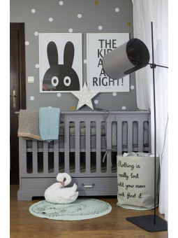 Wooden children's cot bed / toddler bed 70x140 in grey wood Ines collection by BellAmy