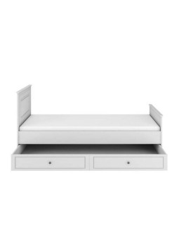 Wooden children's single bed 90x200 in white wood with drawer Ines collection by BellAmy
