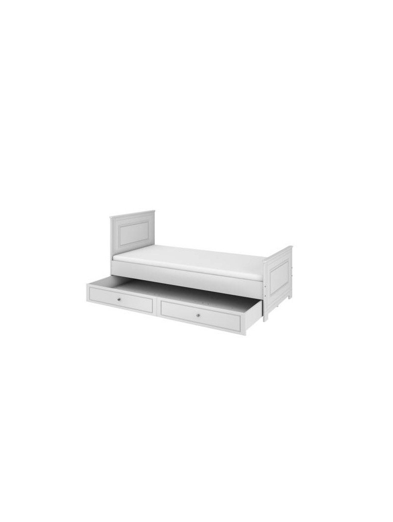 Wooden children's single bed 90x200 in white wood with drawer Ines collection by BellAmy