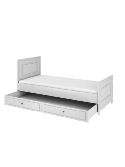 Wooden children's single bed 90x200 in white wood with drawer Ines collection by BellAmy