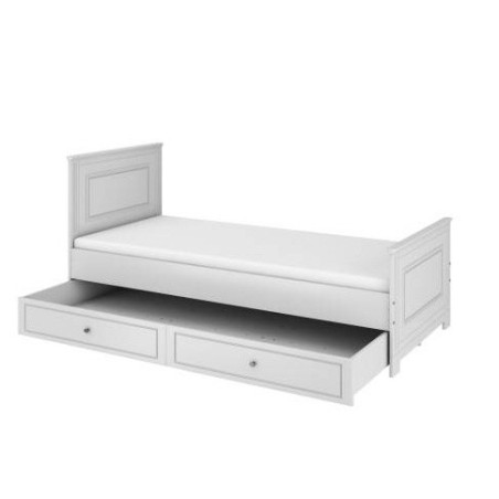 Wooden children's single bed 90x200 in white wood with drawer Ines collection by BellAmy