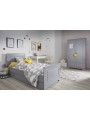 Single Bed 90x200 in neutral grey wood Ines - BellAmy