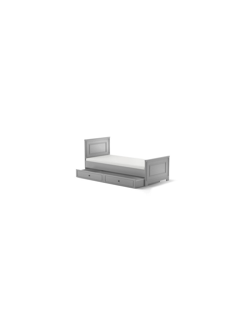 Single Bed 90x200 in neutral grey wood Ines - BellAmy
