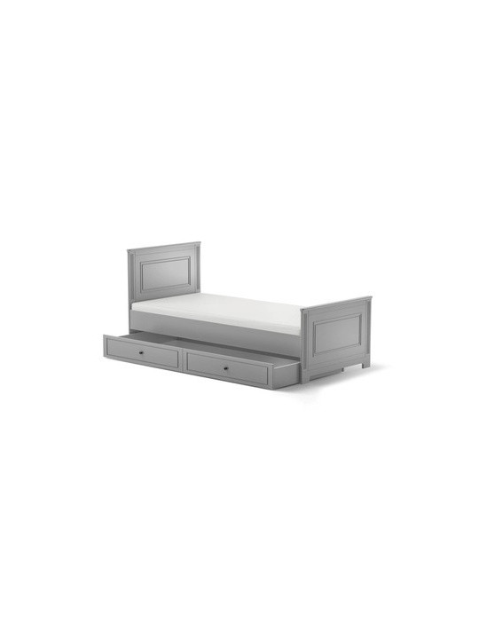 Single Bed 90x200 in neutral grey wood Ines - BellAmy