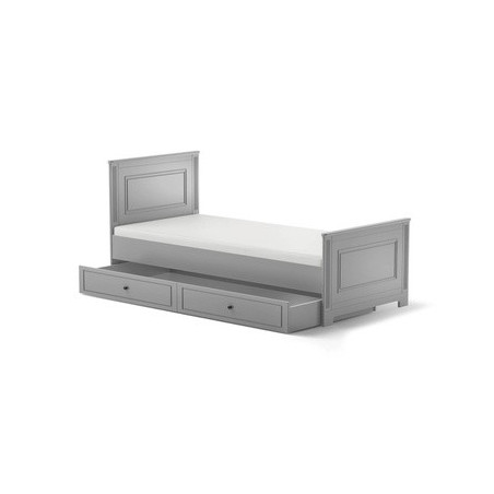Single Bed 90x200 in neutral grey wood Ines - BellAmy