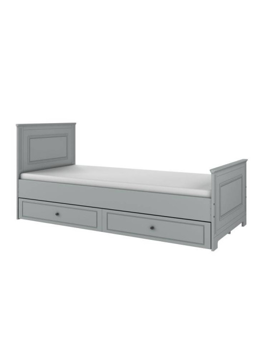 Single Bed 90x200 in neutral grey wood Ines - BellAmy