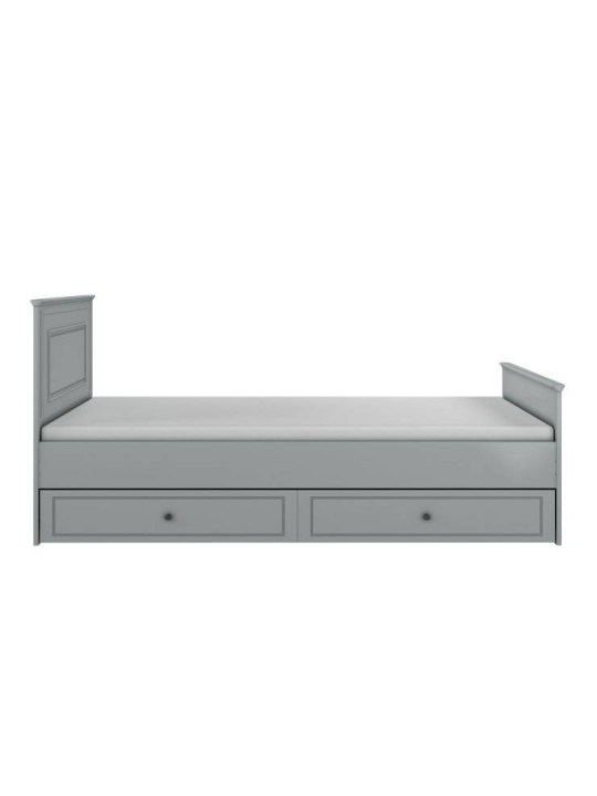 Single Bed 90x200 in neutral grey wood Ines - BellAmy