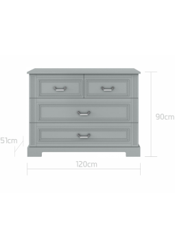 Cassettiera 4 cassetti in legno grigio neutro Ines - BellAmy