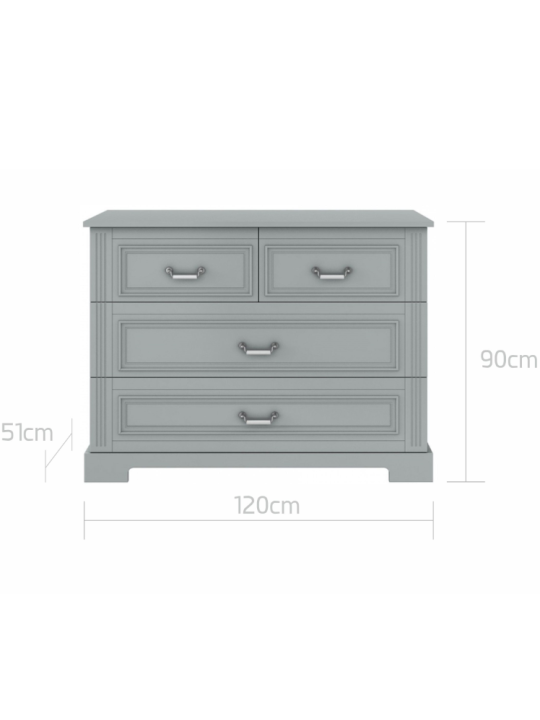 4-drawer Chest in neutral grey wood Ines - BellAmy