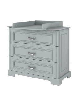 Cassettiera 3 cassetti per la cameretta dei bambini in legno grigio neutro dallo stile classico Ines by BellAmy