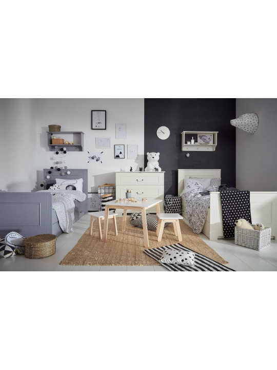 Classic style 3-drawer chest for children's bedroom in white wood with large drawers Ines collection by BellAmy