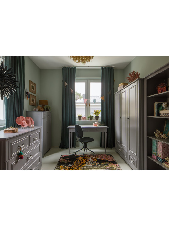 Desk for children's bedroom in grey wood with large drawers Ines collection by BellAmy