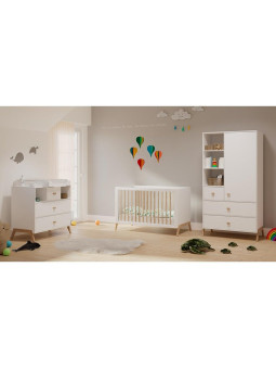 Culla evolutiva Marélie in legno bianco 60 x 120 trasformabile in lettino o divanetto con fasciatoio opzionale - Théo Bébé